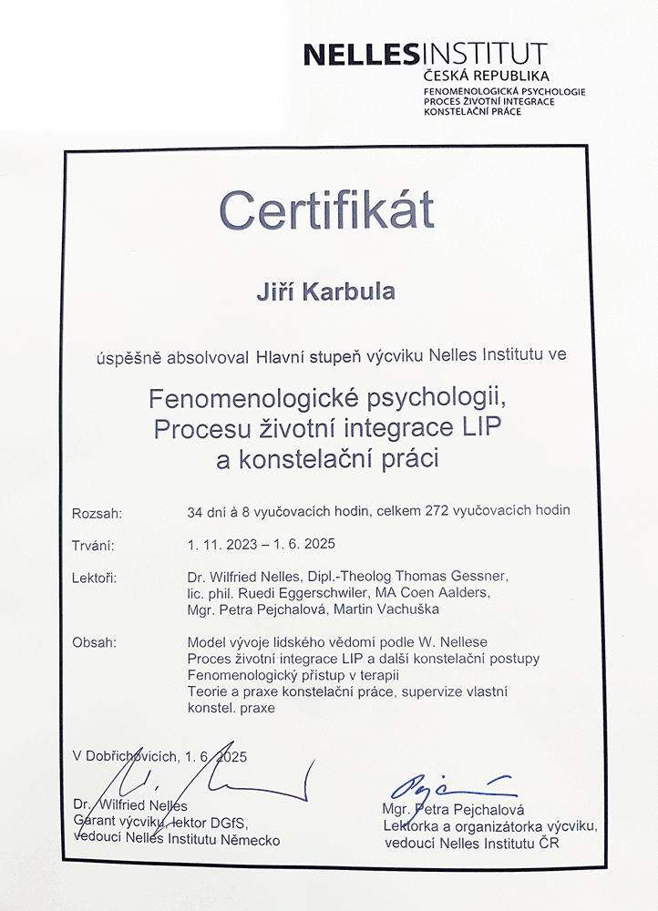 Certifikát Procesu životní integrace