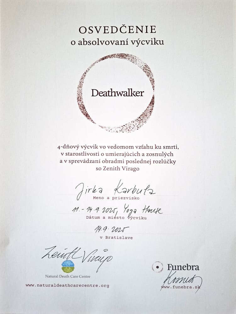 Certifikát Natural Death Care Centre
